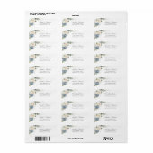 Bloemig Stofblauw Groene Retouradreslabel Etiket (Full Sheet)
