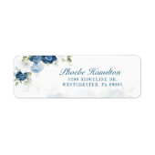 Bloemig stoffig blauw groen retouradres etiket (Voorkant)