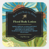 Bloemig thema badproducten label met ingrediënten  (Voorkant)