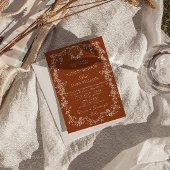Bloemig verbrande oranje monogram boho bruiloft kaart