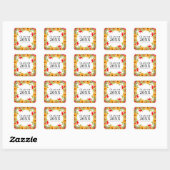 Bloemig verjaardagsfeest cadeautje vierkante sticker (Vel)
