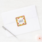 Bloemig verjaardagsfeest cadeautje vierkante sticker (Envelop)
