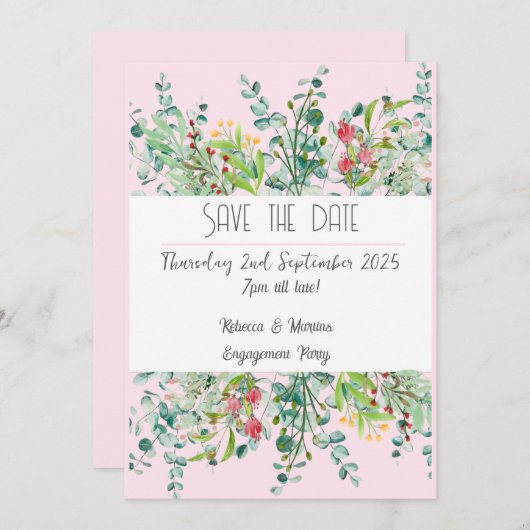 Bloemig verloving Save the Date Invitation Kaart (Voorkant / Achterkant)