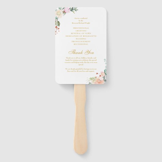 Bloemig vernieuwingsprogramma voor huwelijksjubile handwaaier (Achterkant)