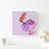 Bloemig vierkant wandklok (Huis)