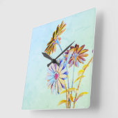 Bloemig vierkant wandklok (Hoek)