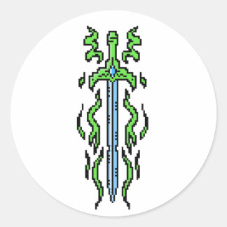 Bloemig Vlam Zwaard Fantasie Wapen Kunst Ronde Sticker