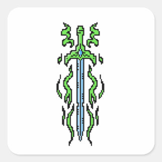Bloemig Vlam Zwaard Fantasie Wapen Kunst Vierkante Sticker