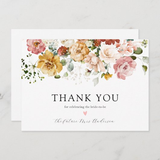 bloemig Vrijgezellenfeest dank u Bedankkaart (Voorkant / Achterkant)