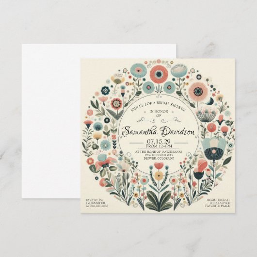 bloemig Vrijgezellenfeest Kaart (Voorkant / Achterkant)