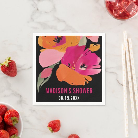  bloemig Vrijgezellenfeesten servet met datum (Insitu)