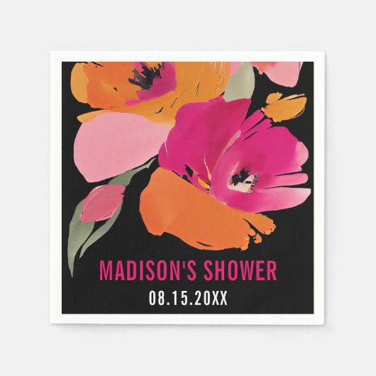  bloemig Vrijgezellenfeesten servet met datum (Voorkant)