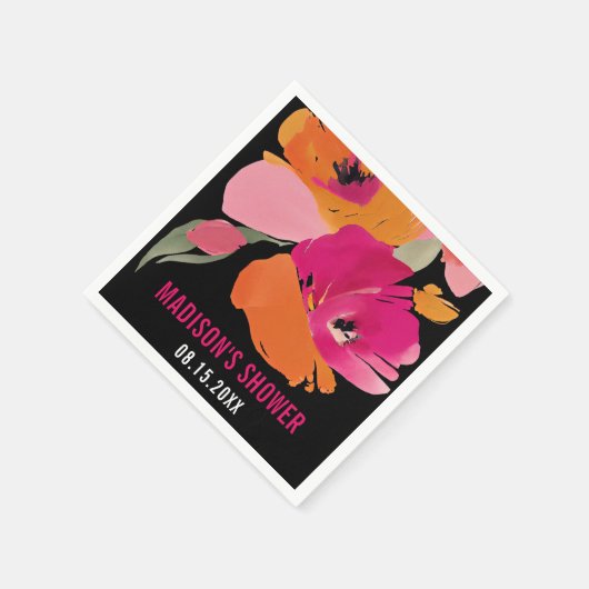  bloemig Vrijgezellenfeesten servet met datum (Hoek)