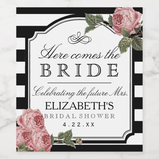 bloemig Vrijgezellenfeesten wijnflesje label Wijn Etiket (Enkel label)