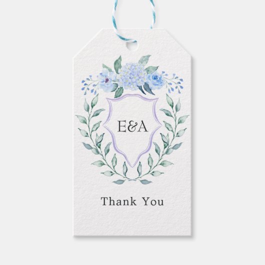 Bloemig Wapen Initialen Trouw Cadeaulabel (Voorkant)
