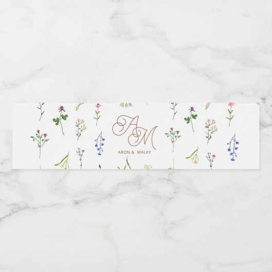 Bloemig Waterfles Etiket (Enkel label)