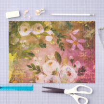  bloemig waterverf script, roze ombre goud