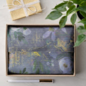  bloemig waterverf script, staalblauw goud tissuepapier (Geschenk)