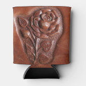 bloemig western land gereedgemaakt lederen roos blikjeskoeler (Voorkant)