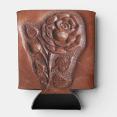 bloemig western land gereedgemaakt lederen roos blikjeskoeler (Achterkant)