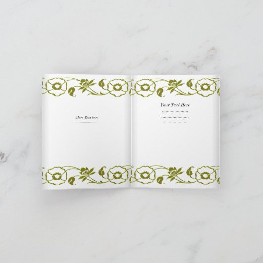 Bloemig Wit Groen Elite Avocado Groen Elegant Bedankkaart (Binnen)