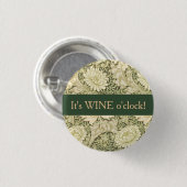 Bloemig Wm. Morris Design Wijn Uur         Ronde Button 3,2 Cm (Voorkant /achterkant)