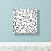 Bloemig Zendoodle 6 Canvas Afdruk (Insitu (Houten vloer))
