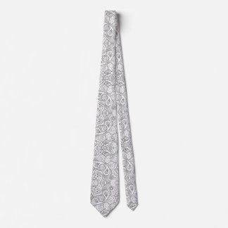 Bloemig zwart en wit paisley stropdas