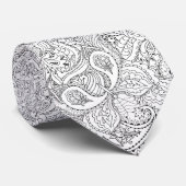 Bloemig zwart en wit paisley stropdas (Opgerold)