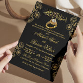 Bloemig Zwart Goud Moslim Islamitische Verlovingsf Kaart