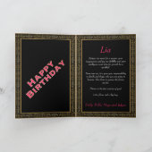  bloemig zwart roze gouden taart zoet zestien kaart (Binnen)