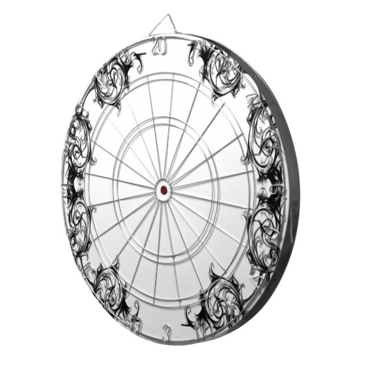  BLOEMIG ZWART-WIT DAMASK DARTBORD (Voorkant Rechts)