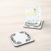  BLOEMIG ZWART-WIT DAMASK DRANKJES ONDERZETTER (Rechterzijde)