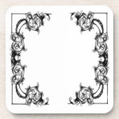  BLOEMIG ZWART-WIT DAMASK DRANKJES ONDERZETTER (Voorkant)