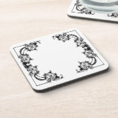  BLOEMIG ZWART-WIT DAMASK ONDERZETTER (Linkerzijde)