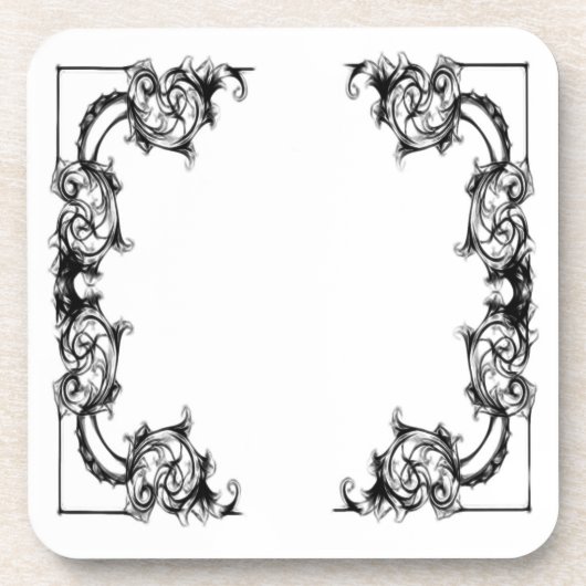  BLOEMIG ZWART-WIT DAMASK ONDERZETTER (Voorkant)