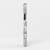 Bloemig zwart, wit en bruin met monogram Case-Mate iPhone case (Achterkant/rechts)