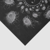 Bloemig zwart-wit monogram elegant tissuepapier (Detail)
