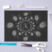 Bloemig zwart-wit monogram elegant tissuepapier (Craft)