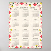 Bloemige 2025 kalender  poster (Voorkant)