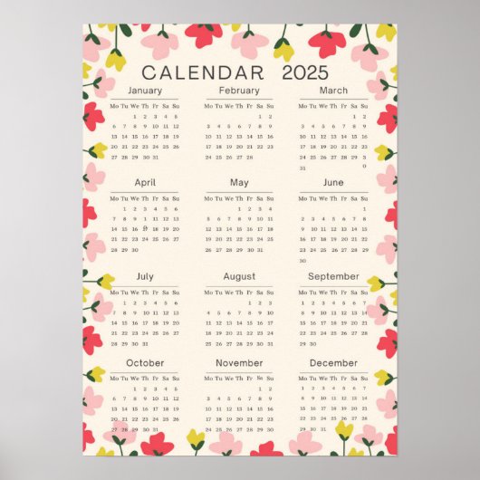 Bloemige 2025 kalender poster (Voorkant)