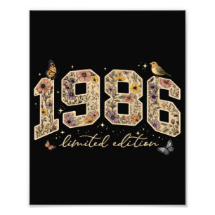 Bloemige 40e verjaardag Limited Edition 1986 Foto Afdruk