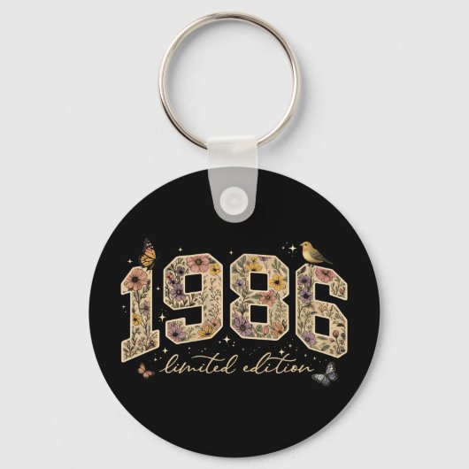 Bloemige 40e verjaardag Limited Edition 1986 Sleutelhanger (Voorkant)