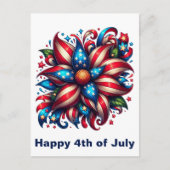 Bloemige 4 juli briefkaart (Voorkant)