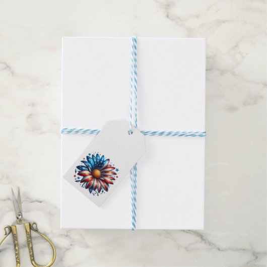 Bloemige 4 juli cadeaulabel (Met Touw)