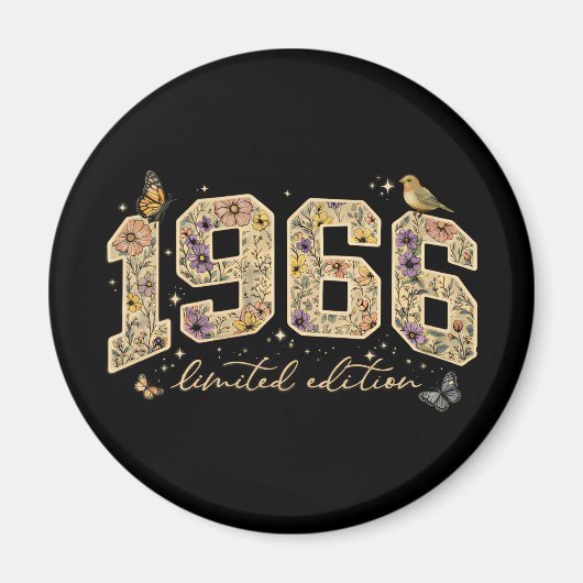Bloemige 60e verjaardag Limited Edition 1966 Magneet (Voorkant)