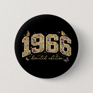 Bloemige 60e verjaardag Limited Edition 1966 Ronde Button 5,7 Cm