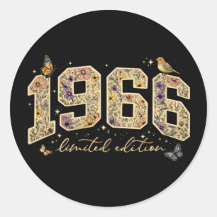Bloemige 60e verjaardag Limited Edition 1966 Ronde Sticker