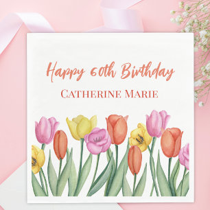 Bloemige 60e verjaardag servet