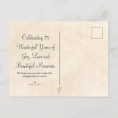 Bloemige 75e verjaardag – Elegante Bewaar de Datum Aankondigingskaart (Achterkant)